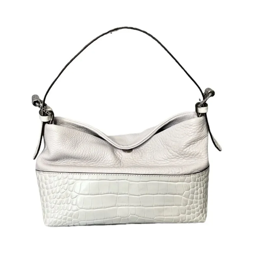 Vince Camuto Thistle Embossed Leather Slouchy Hobo Bag Chic Quiet Luxury